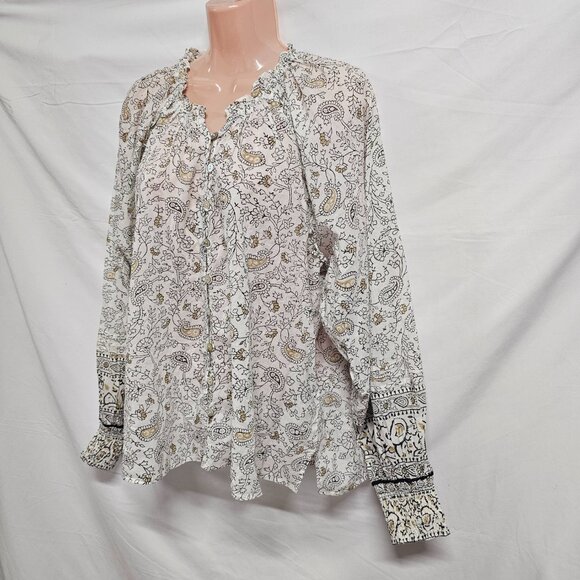Cleobella Ivi Floral Boho Top Blouse Button Up Shirt Women Size L Org Cotton - Picture 7 of 14